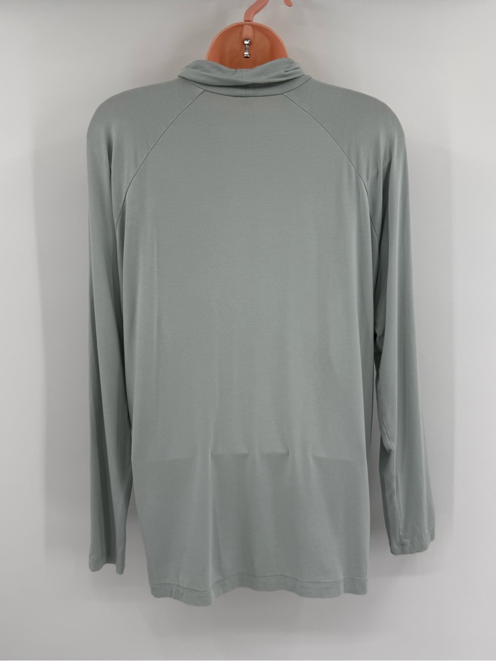 Athleta Cold Shoulder Turtleneck Long Sleeve Top | Coast Grey | Medium - Picture 5 of 8